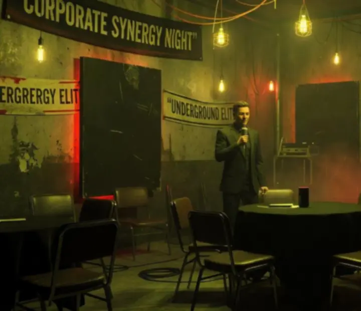 Ambientowe oświetlenie i światła retro-grunge podczas eventu firmowego